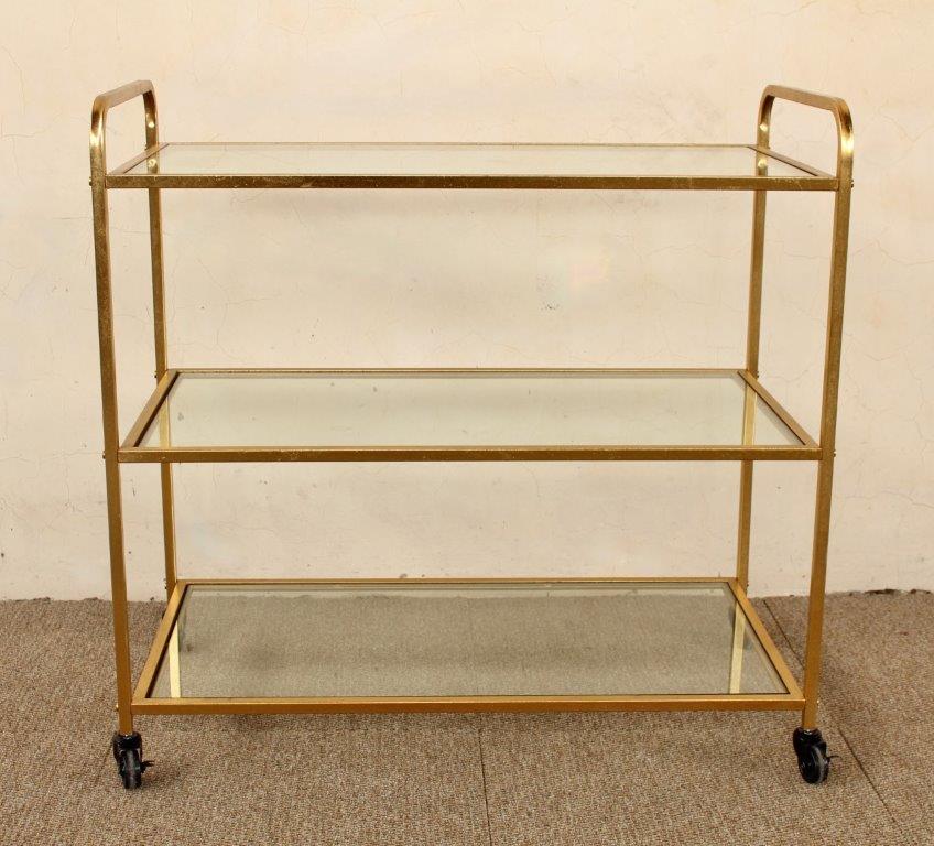 Gold Rectangular 3 Tier Trolley